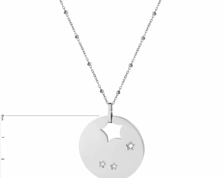 Naszyjnik ze stali szlachetnej z cyrkoniami - gwiazdy