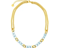 Naszyjnik ze stali szlachetnej z detalami z masy żywicznej