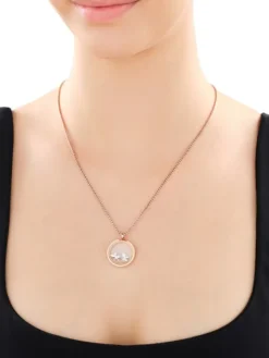 Naszyjnik ze stali szlachetnej z cyrkoniami i szklanymi detalami - motyle