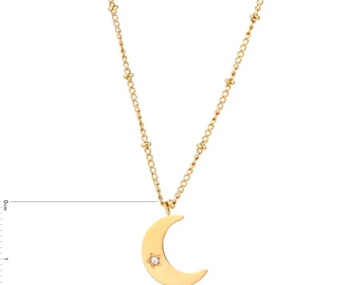 Naszyjnik ze stali szlachetnej z cyrkonią - Księżyc