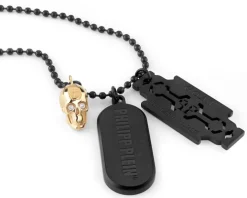 Naszyjnik ze stali szlachetnej z kryształami - czaszka, nieśmiertelnik, Philipp Plein