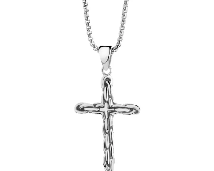 Naszyjnik ze stali szlachetnej - krzyż