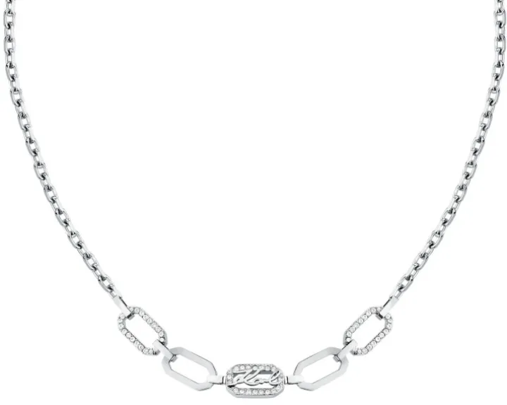 Naszyjnik ze stali szlachetnej z cyrkoniami - Karl Lagerfeld
