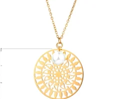 Naszyjnik ze stali szlachetnej z perłą - rozeta