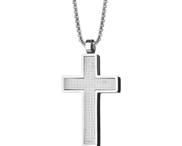 Naszyjnik ze stali szlachetnej - krzyż