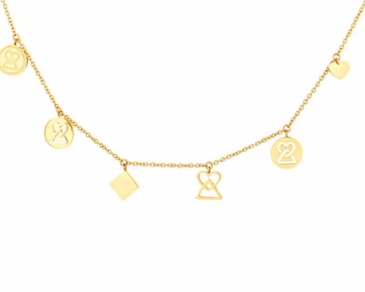 Naszyjnik ze stali szlachetnej - serca, trójkąty, kwadrat