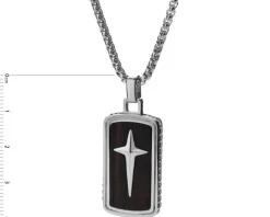 Naszyjnik ze stali szlachetnej z drewnem - krzyż