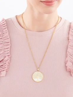 Naszyjnik ze stali szlachetnej z muszlą - drzewko