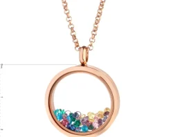 Naszyjnik ze stali szlachetnej z cyrkoniami i szklanymi detalami