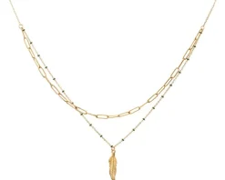 Naszyjnik ze stali szlachetnej z emalią - piórko