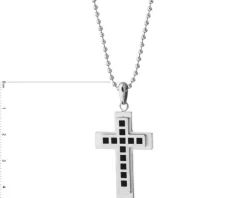 Naszyjnik ze stali szlachetnej z emalią - krzyż
