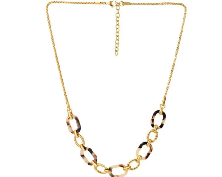 Naszyjnik ze stali szlachetnej z detalami z masy żywicznej