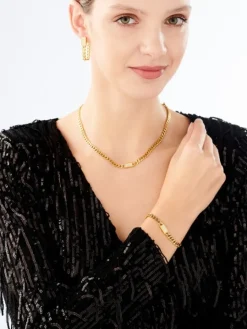 Naszyjnik ze stali szlachetnej z cyrkoniami