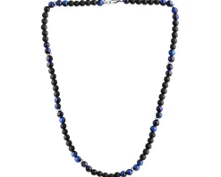 Naszyjnik ze stali szlachetnej z agatami i tygrysim okiem