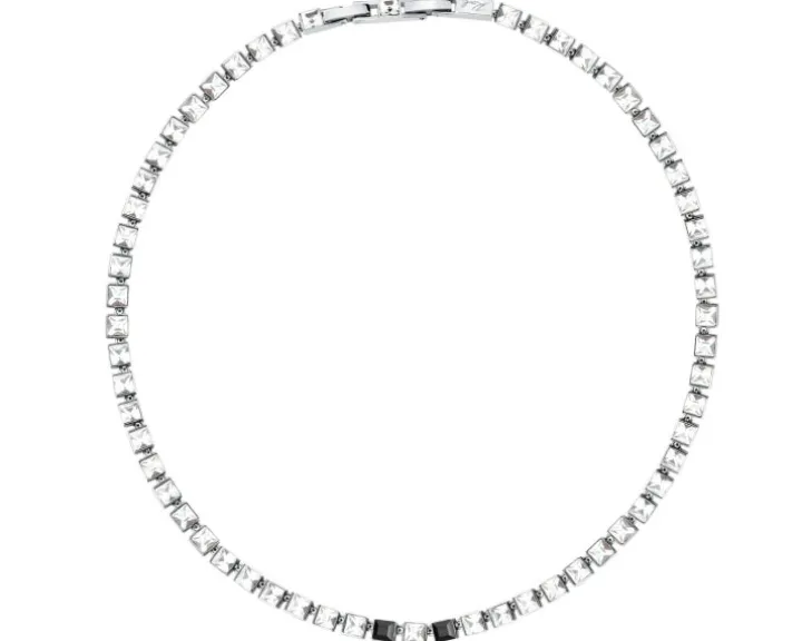 Naszyjnik ze stali szlachetnej z cyrkoniami - Karl Lagerfeld