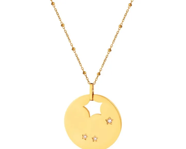 Naszyjnik ze stali szlachetnej z cyrkoniami - gwiazdy