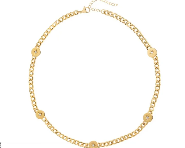 Naszyjnik ze stali szlachetnej z cyrkoniami - gwiazdy