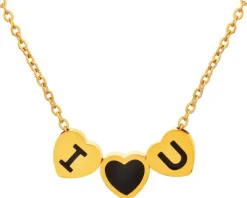 Naszyjnik ze stali szlachetnej z detalami z masy żywicznej - serca