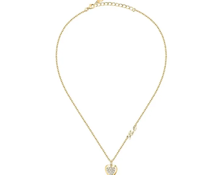 Naszyjnik ze stali szlachetnej z cyrkoniami - serce, Karl Lagerfeld