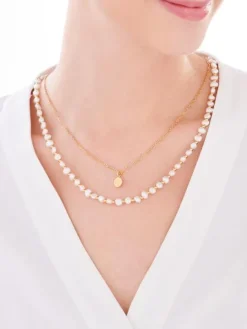 Naszyjnik ze stali szlachetnej z perłami