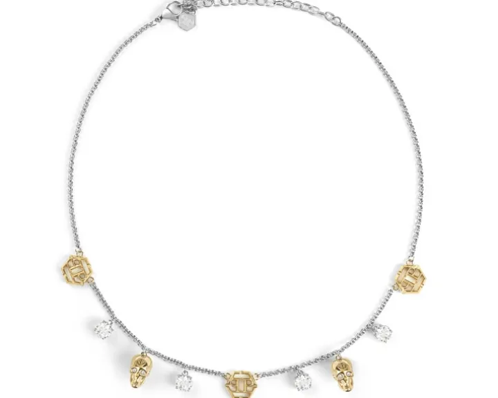 Naszyjnik ze stali szlachetnej z kryształami - czaszki, Philipp Plein