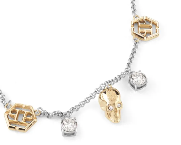 Naszyjnik ze stali szlachetnej z kryształami - czaszki, Philipp Plein