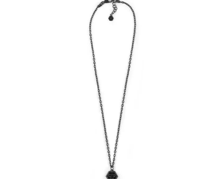 Naszyjnik ze stali szlachetnej z emalią - Philipp Plein