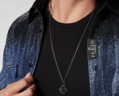 Naszyjnik ze stali szlachetnej z emalią - Philipp Plein