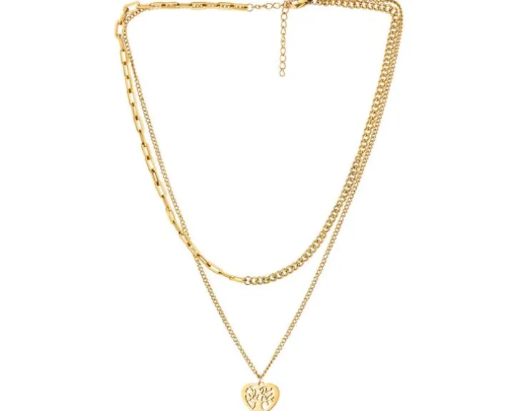 Naszyjnik ze stali szlachetnej - serce, drzewko