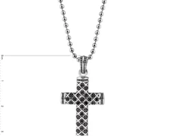 Naszyjnik ze stali szlachetnej z cyrkoniami - krzyż