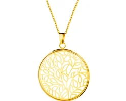 Naszyjnik ze stali szlachetnej - koło, liście