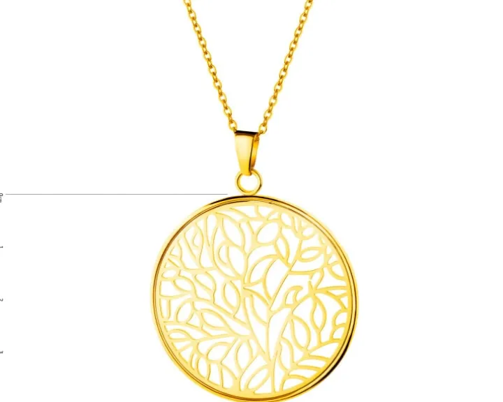 Naszyjnik ze stali szlachetnej - koło, liście