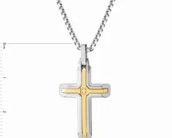 Naszyjnik ze stali szlachetnej z cyrkonią - krzyż