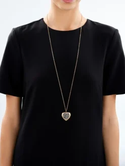 Naszyjnik ze stali szlachetnej z markasytami - serce