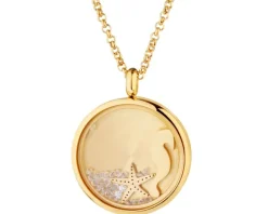 Naszyjnik ze stali szlachetnej z cyrkoniami i szklanymi detalami - rozgwiazda, konik morski, wakacje