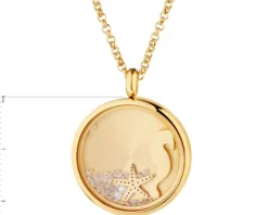 Naszyjnik ze stali szlachetnej z cyrkoniami i szklanymi detalami - rozgwiazda, konik morski, wakacje
