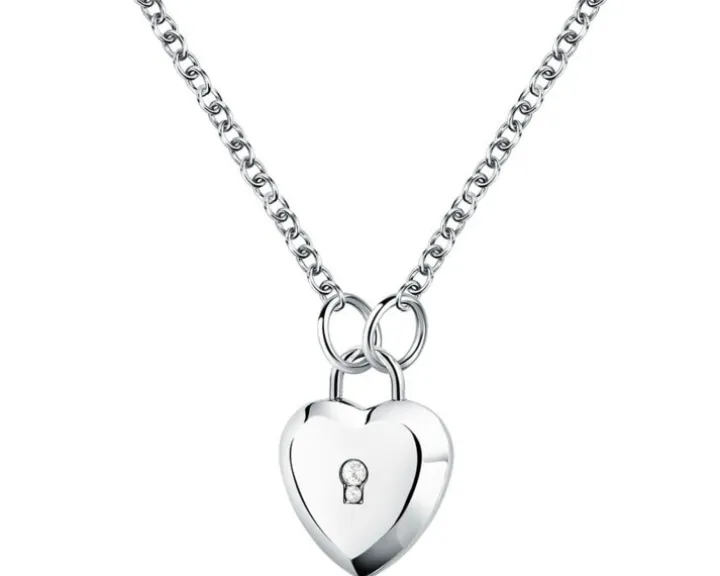 Naszyjnik ze stali szlachetnej z cyrkonią - serce, Karl Lagerfeld