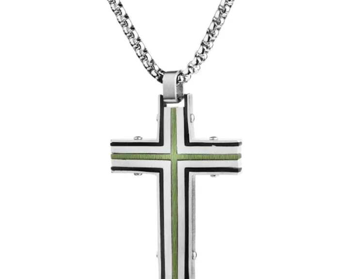 Naszyjnik ze stali szlachetnej - krzyż