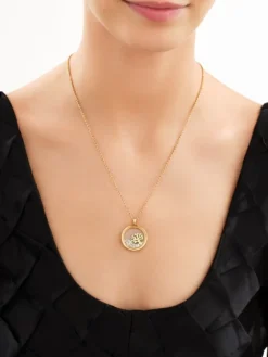 Naszyjnik ze stali szlachetnej z cyrkoniami i szklanymi detalami - drzewko, nieskończoność