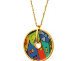 Naszyjnik  ze stali szlachetnej z emalią