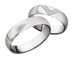 Obrączki Ślubne Apart.  Białe złoto rodowane. Wzór 4/134