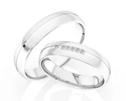 Obrączki Ślubne Apart.  Białe złoto rodowane. Wzór 4/151