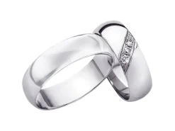 Obrączki Ślubne Apart.  Białe złoto rodowane. Wzór 4/109