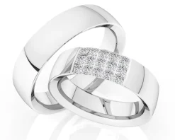 Obrączki Ślubne Apart.  Białe złoto rodowane. Wzór 4/179
