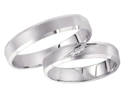 Obrączki Ślubne Apart.  Białe złoto rodowane. Wzór 4/105