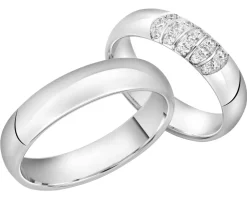 Obrączki Ślubne Apart.  Białe złoto rodowane. Wzór 4/176