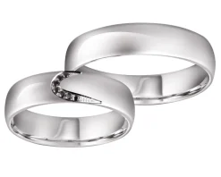 Obrączki Ślubne Apart.  Białe złoto rodowane. Wzór 4/184