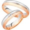 Obrączki Ślubne Apart.  Różowe i białe złoto rodowane. Wzór 4/459/R
