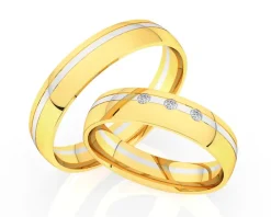 Obrączki Ślubne Apart.  Żółte i białe złoto rodowane. Wzór 4/449