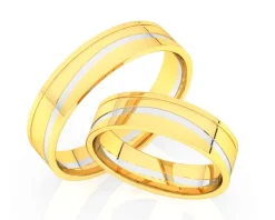 Obrączki Ślubne Apart.  Żółte i białe złoto rodowane. Wzór 452